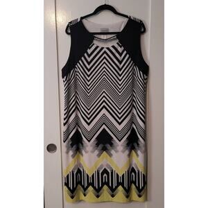 Catherines Sleeveless Chevron Printed Neon Hem Midi Dress -Size: 0x